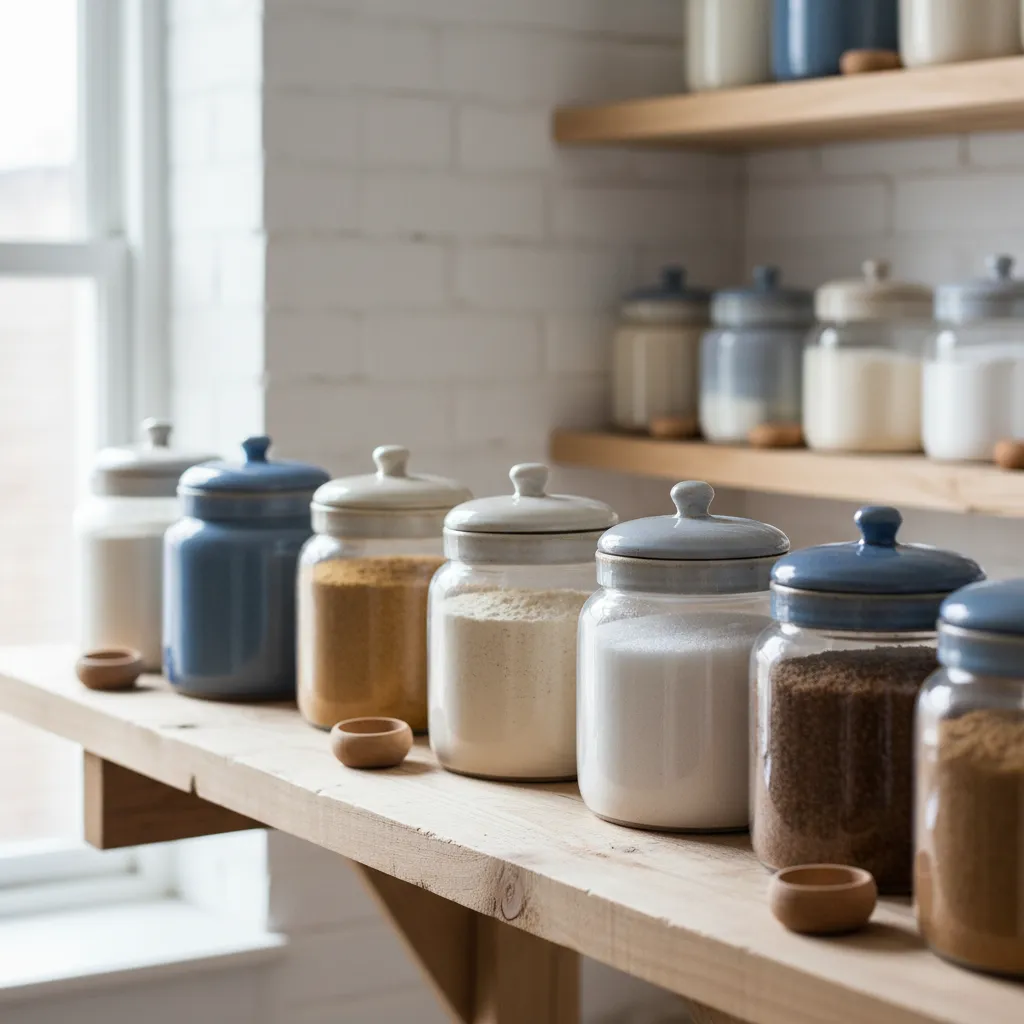 Alternative baking ingredients in a minimalist pantry