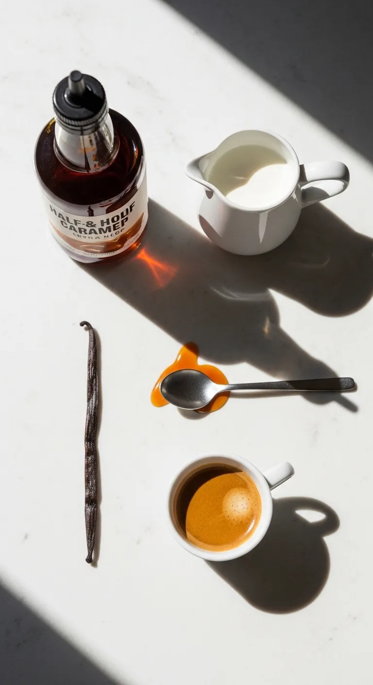 Ingredients for 7 Brew Blondie including espresso and cream