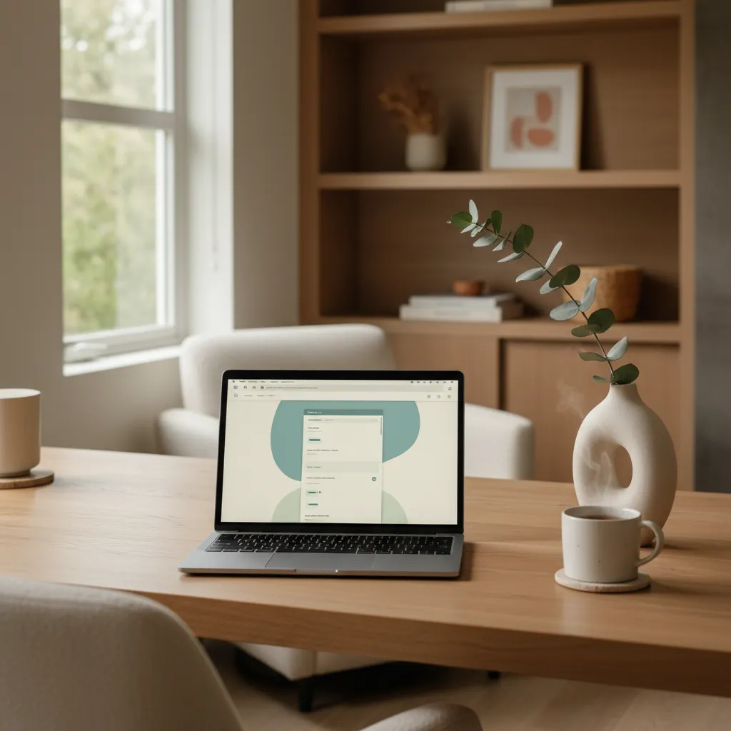 laptop on minimalist desk for sending teacher appreciation emails