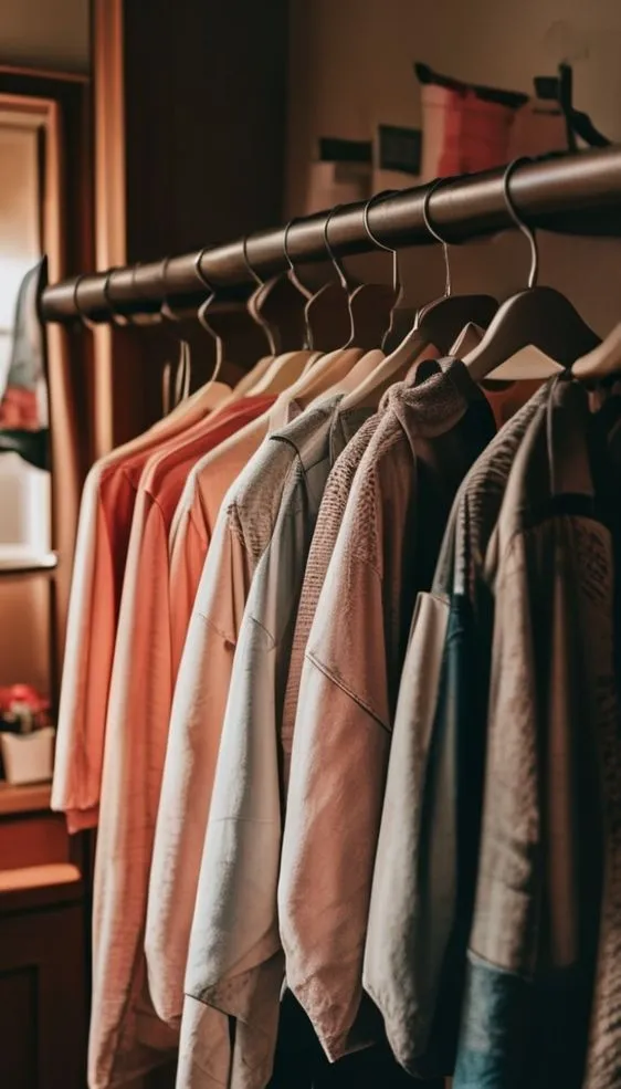 Detail of velvet texture on hangers preventing clothes from slipping