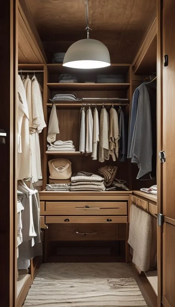 A close up shot of a measuring tape against custom wood closet shelving