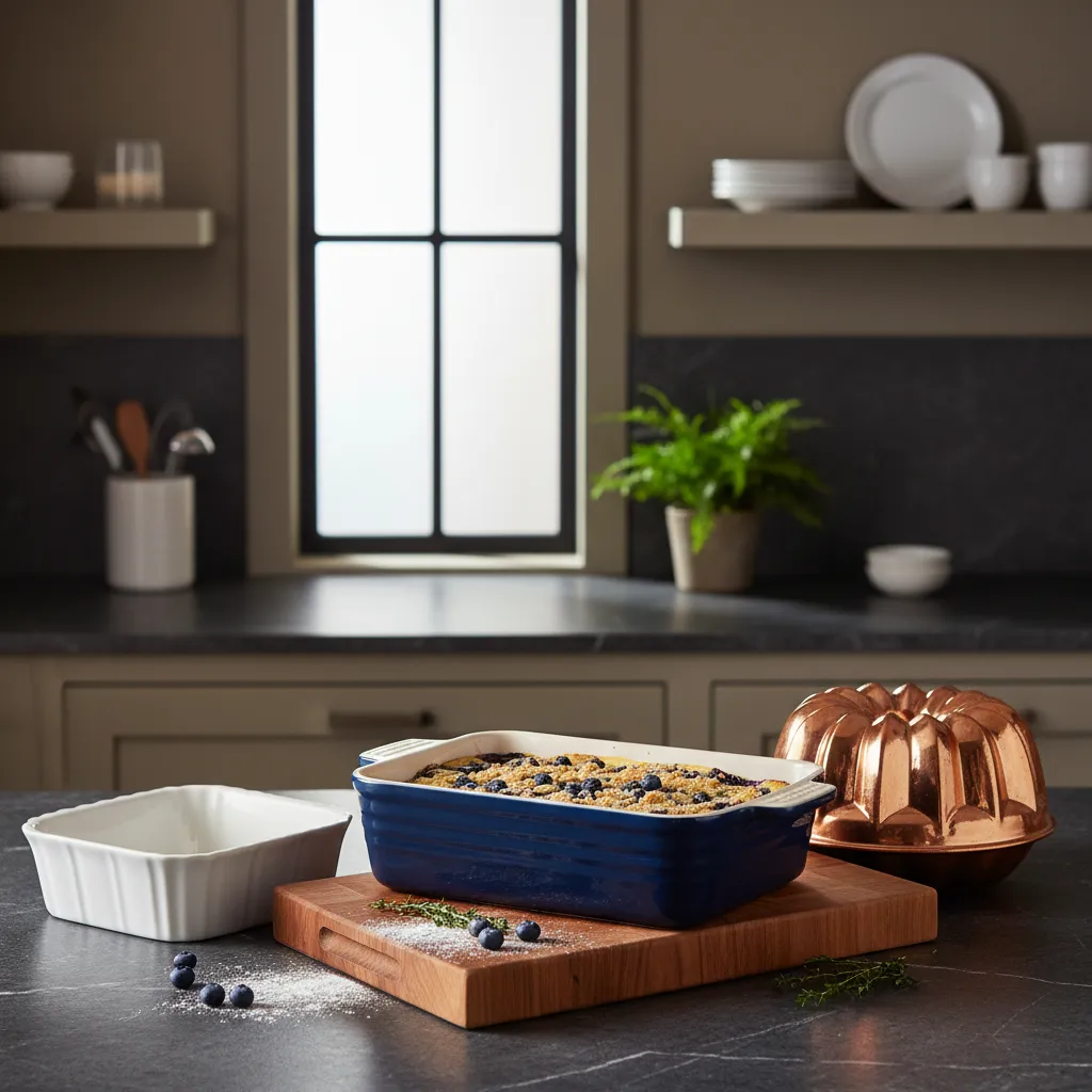 Assorted baking pans on a kitchen counter