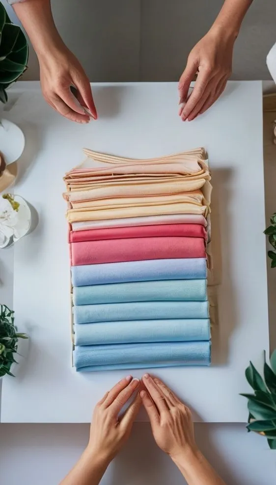 A visual guide showing a t-shirt being folded into a neat rectangle for drawer organization.