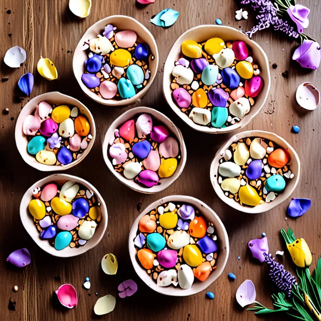 Ingredients for decorating white chocolate bark including dried flowers