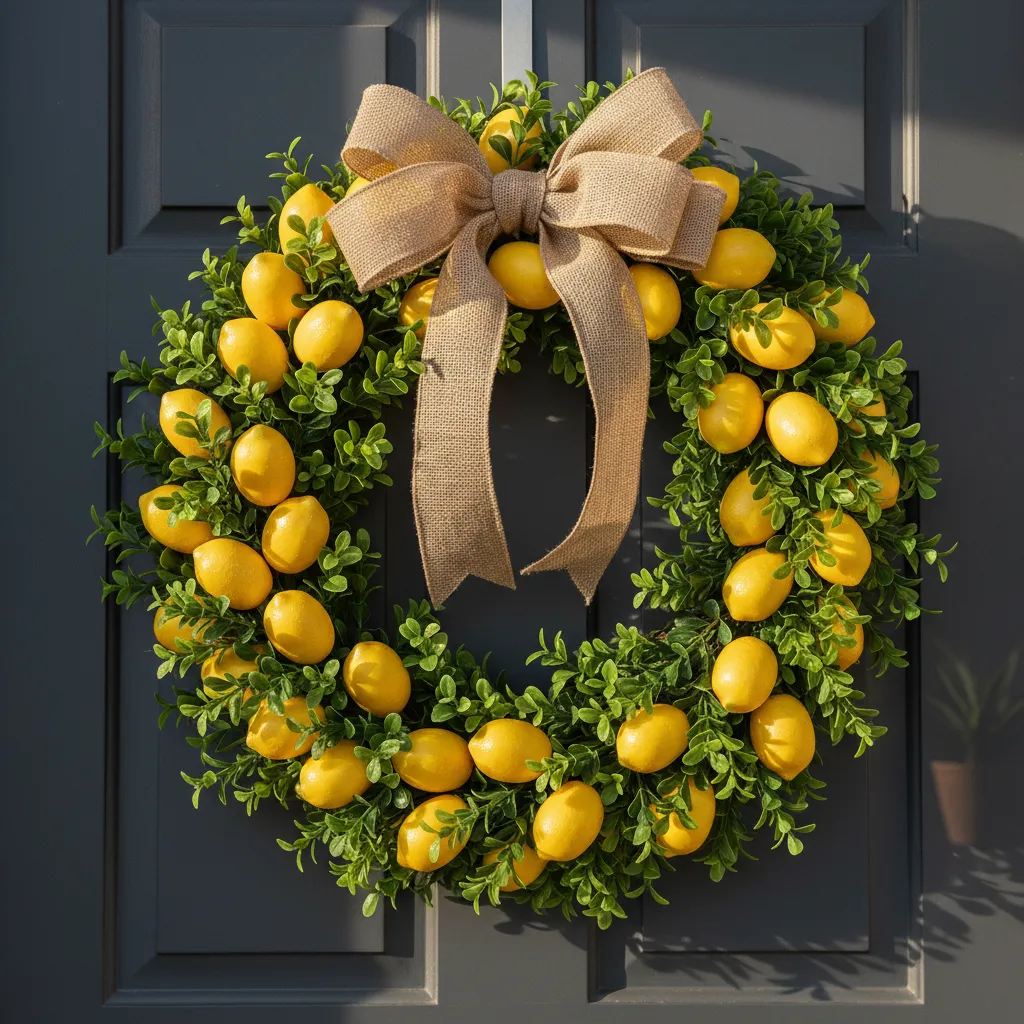 bright citrus lemon wreath for a zesty welcome