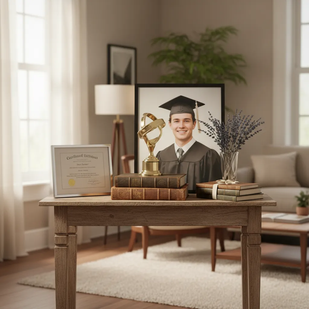 Table display mockup with books used as risers