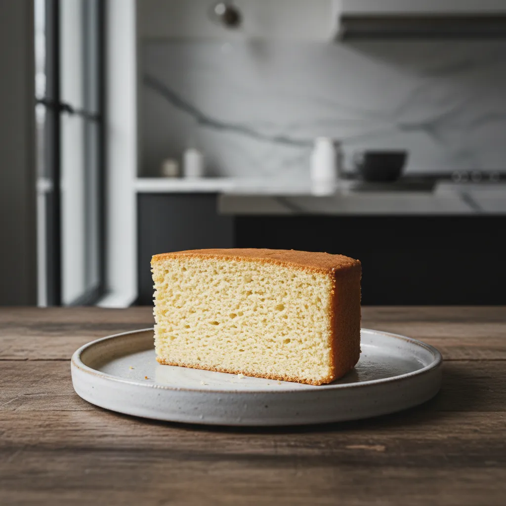 Slice of dense cake showing structure needed for heavy Lambeth piping