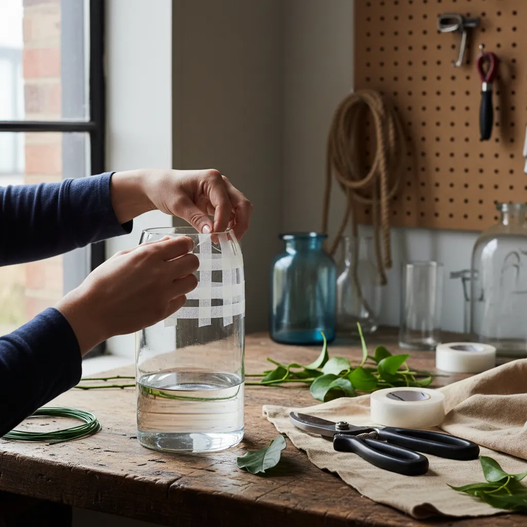Waterproof floral tape and shears for DIY centerpieces