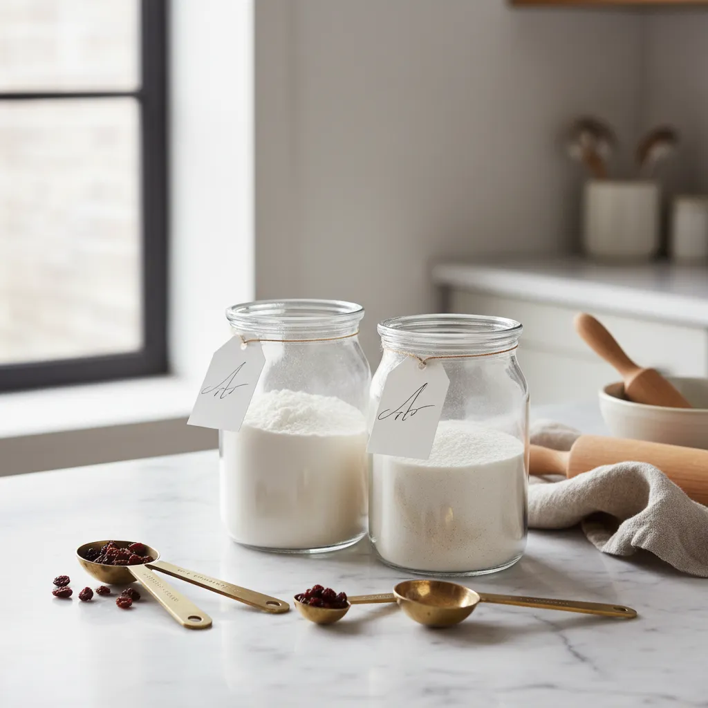Ingredients for Easter baking recipes gluten free on a marble counter