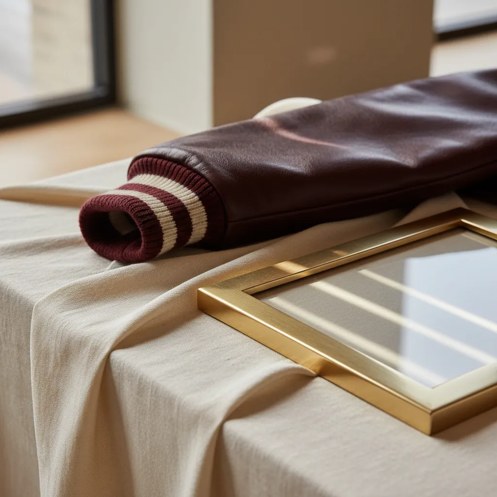 Texture palette with leather silk and metallic elements