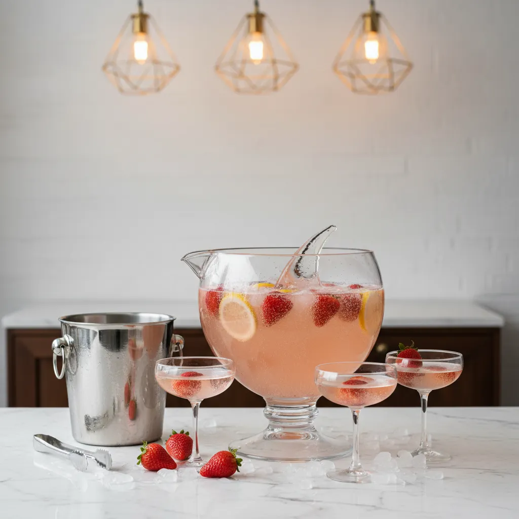 Styling a sophisticated beverage station with crystal glasses and champagne