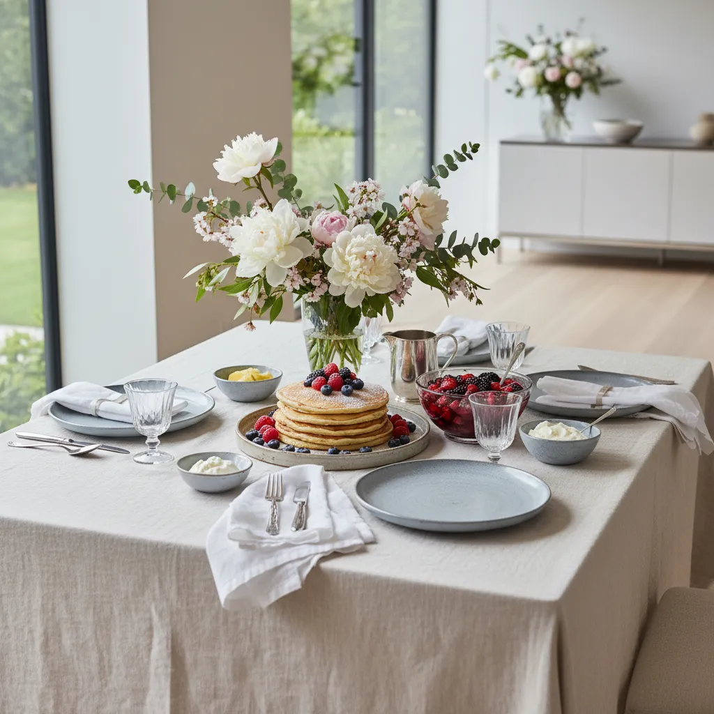 Beautifully styled dining table for a spring breakfast celebration