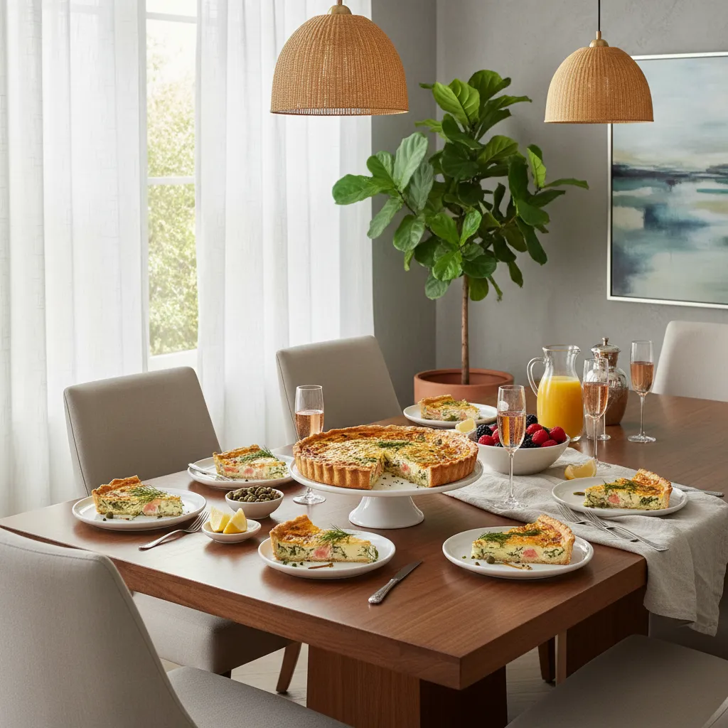 Warmly lit dining room with elegant Mother