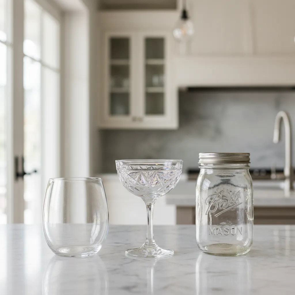 Comparison of stemless glasses and mason jars for dessert service