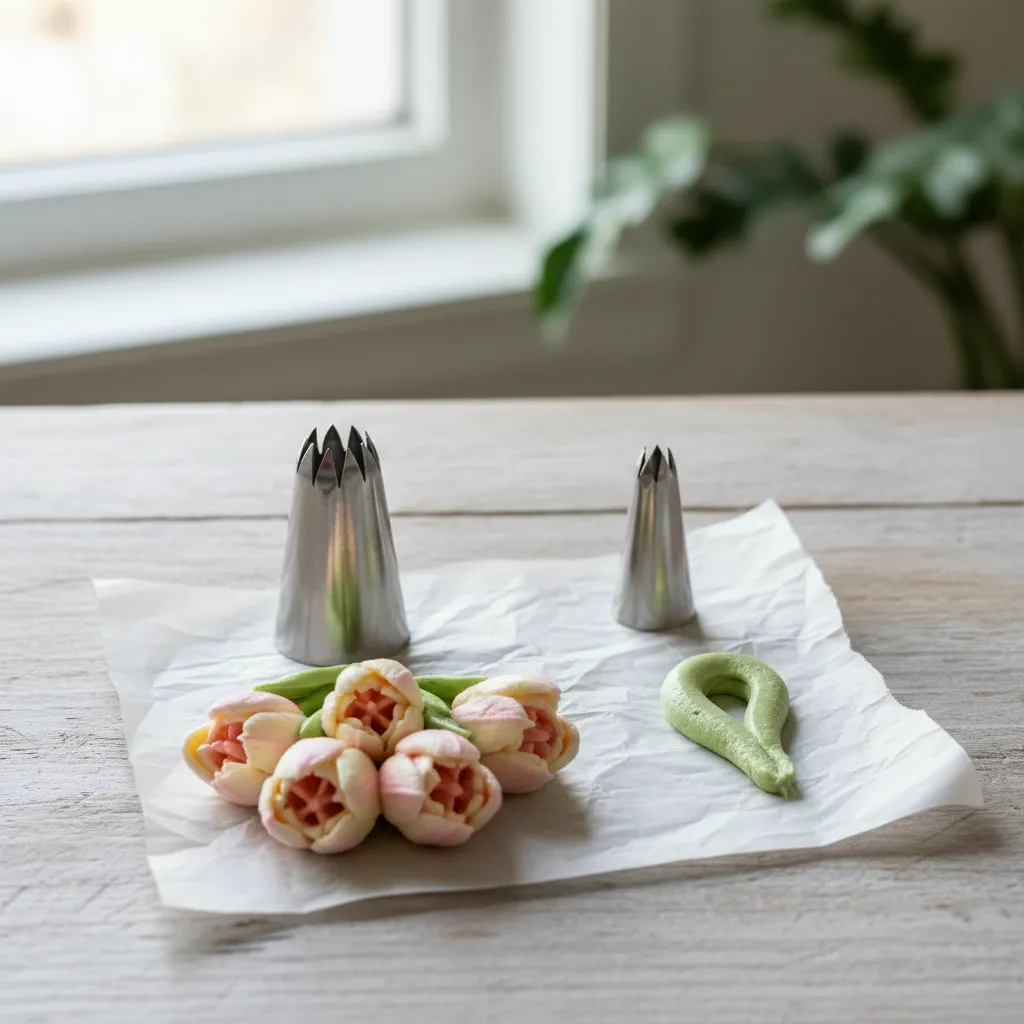 Comparison of Russian piping tips and standard petal tips for cupcake decoration